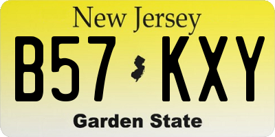NJ license plate B57KXY