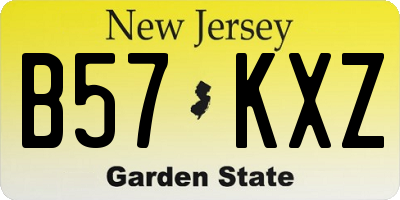 NJ license plate B57KXZ