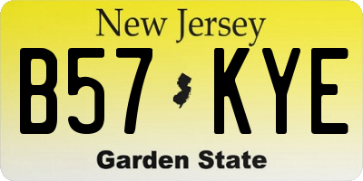 NJ license plate B57KYE