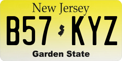 NJ license plate B57KYZ