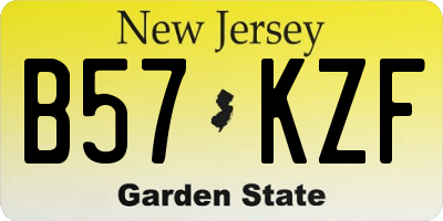 NJ license plate B57KZF
