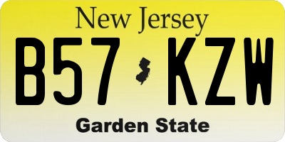 NJ license plate B57KZW