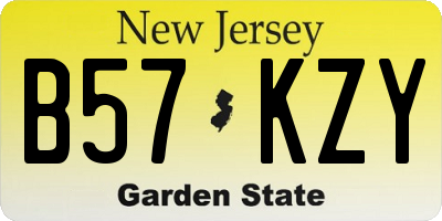 NJ license plate B57KZY