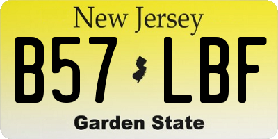 NJ license plate B57LBF