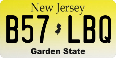 NJ license plate B57LBQ