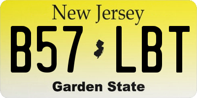 NJ license plate B57LBT