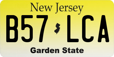 NJ license plate B57LCA