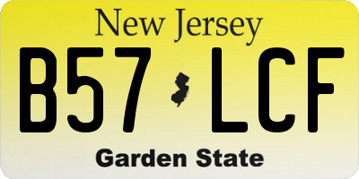 NJ license plate B57LCF