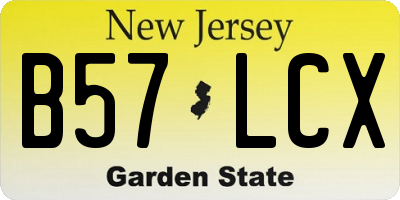 NJ license plate B57LCX