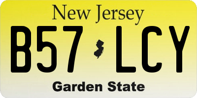 NJ license plate B57LCY