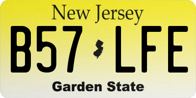NJ license plate B57LFE