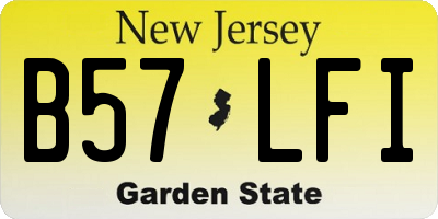 NJ license plate B57LFI