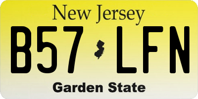 NJ license plate B57LFN