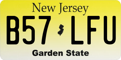 NJ license plate B57LFU