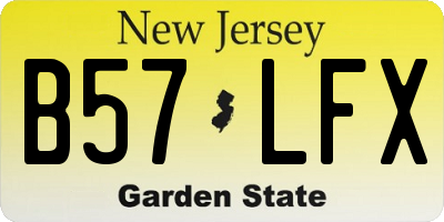 NJ license plate B57LFX