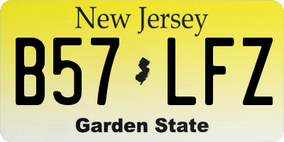 NJ license plate B57LFZ