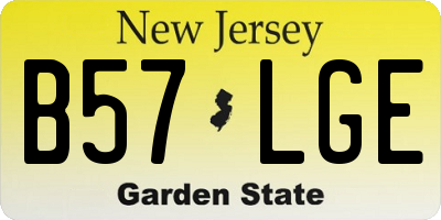 NJ license plate B57LGE