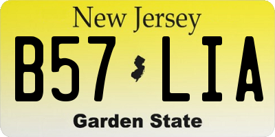NJ license plate B57LIA