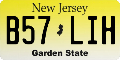 NJ license plate B57LIH