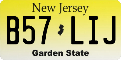 NJ license plate B57LIJ