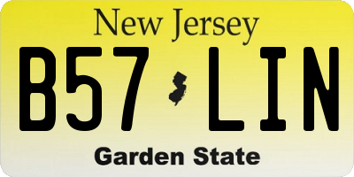 NJ license plate B57LIN