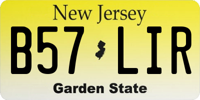 NJ license plate B57LIR