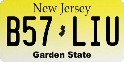 NJ license plate B57LIU