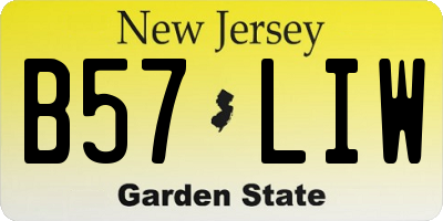 NJ license plate B57LIW