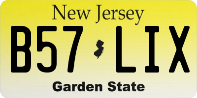 NJ license plate B57LIX