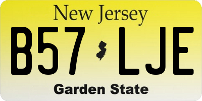 NJ license plate B57LJE