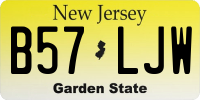 NJ license plate B57LJW