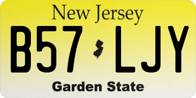 NJ license plate B57LJY