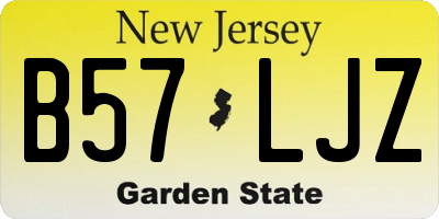 NJ license plate B57LJZ