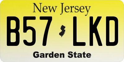 NJ license plate B57LKD
