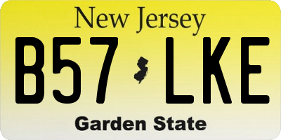 NJ license plate B57LKE