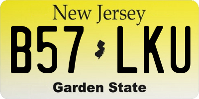 NJ license plate B57LKU