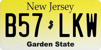NJ license plate B57LKW