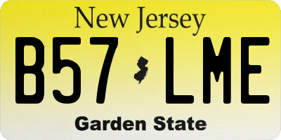 NJ license plate B57LME