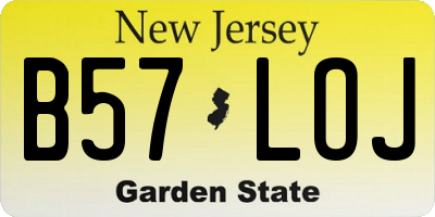 NJ license plate B57LOJ