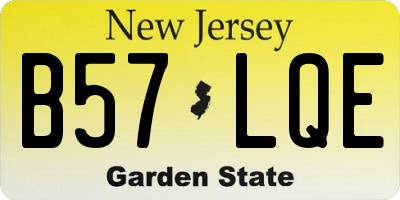 NJ license plate B57LQE