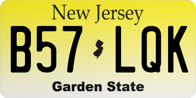 NJ license plate B57LQK
