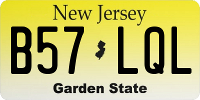 NJ license plate B57LQL
