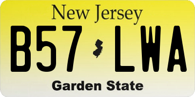 NJ license plate B57LWA