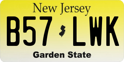 NJ license plate B57LWK