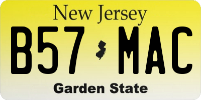 NJ license plate B57MAC