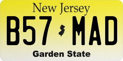 NJ license plate B57MAD