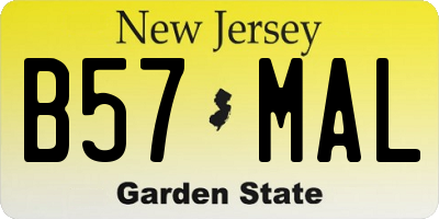 NJ license plate B57MAL