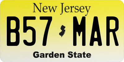 NJ license plate B57MAR