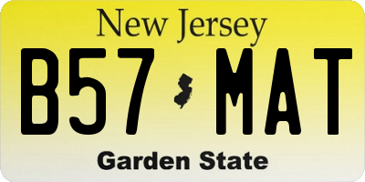 NJ license plate B57MAT