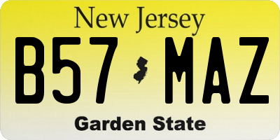 NJ license plate B57MAZ